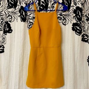 French Connection Yellow spaghetti strap a-line dress with square neckline